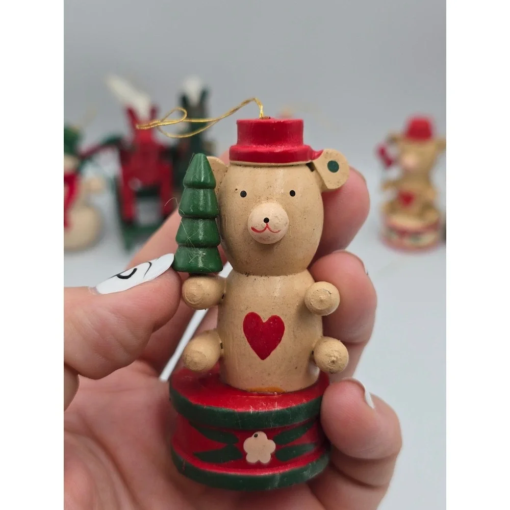 Unbranded Vintage Wooden Christmas Ornaments Mixed‎ Lot Multicolor Good Folk Art